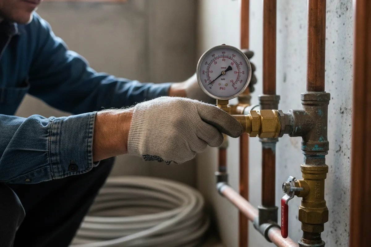 Pressure testing a repaired line during Water Line Repair in Pittstown